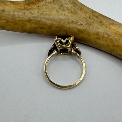 Vintage Gold Bronze Poison Ring | Black Onyx Unique Gift Statement Ring