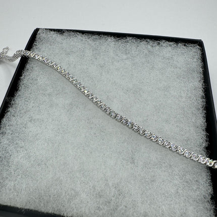 Vintage Tennis Bracelet | Bezel Set Cubic Zirconia Crystal Diamond Gemstone | 925 Sterling Silver Stackable Tennis Bracelet