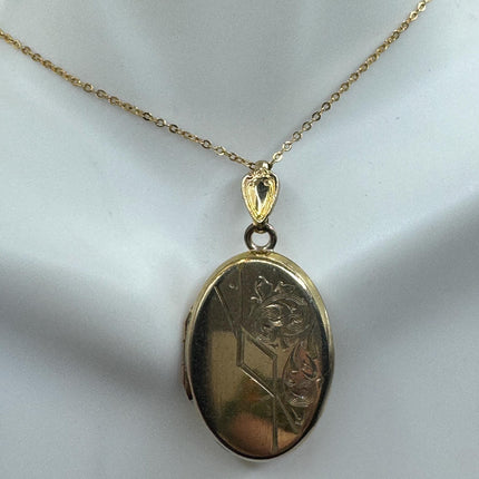 Vintage Gold Locket | Tiny 9k GF Pendant Photo Charm | Gold filled chain Necklace