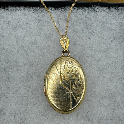 Vintage Gold Locket | Tiny 9k GF Pendant Photo Charm | Gold filled chain Necklace