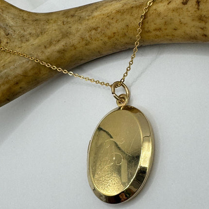 Vintage Gold Locket | Tiny 9k GF Pendant Photo Charm | Gold filled chain Necklace
