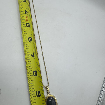 Vintage Tiny Gold Charm Necklace Black Onyx Gemstone Dainty Gold Filled Chain Necklace | Minimalist Style Crystal