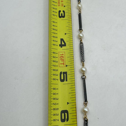 Vintage Silver Tennis Bracelet | Cubic Zirconia Pearl | 925 Sterling Silver