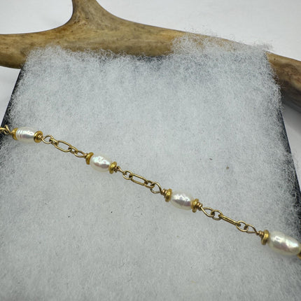 Vintage Gold Silver Tennis Bracelet | Pearl |14k Gold Filled