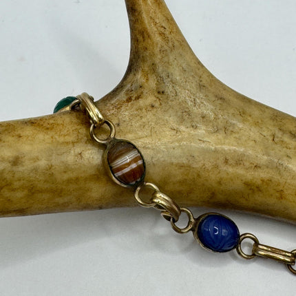Vintage Gold Onyx Scarab Tennis Bracelet - 14k Gold Minimalist Stacking Bracelet