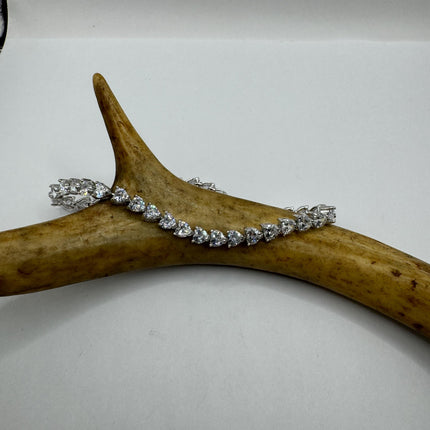 Vintage Silver Tennis Bracelet | Crystal Diamond Cubic Zirconia | 925 Sterling Silver