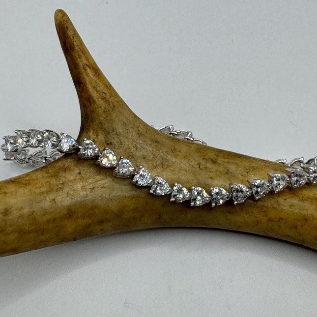 Vintage Silver Tennis Bracelet | Crystal Diamond Cubic Zirconia | 925 Sterling Silver