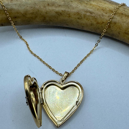 Vintage Gold Locket | Gold Filled Heart Pendant Photo Memory Charm Engraved Heart | Gold Filled Chain Necklace