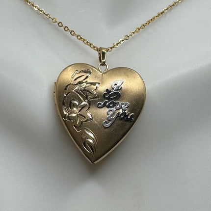 Vintage Gold Locket | Gold Filled Heart Pendant Photo Memory Charm Engraved Heart | Gold Filled Chain Necklace