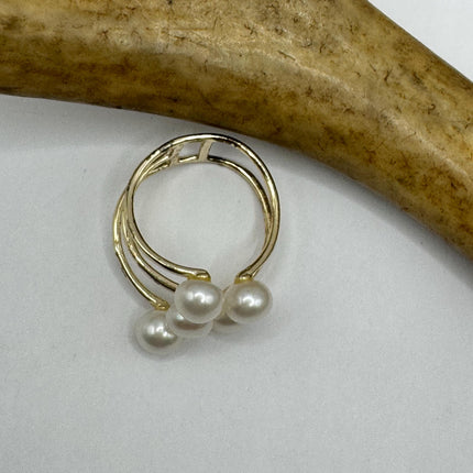 Vintage Silver Ring | Dainty White Pearl Gemstone | 925 Sterling Silver Band Unique TwCocktail Promise Engagement Wedding Ring