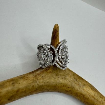 Vintage Crystal Stacking Eternity Promise Ring Engagement Wedding Band 925 Sterling Silver