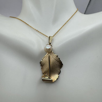 vintage leaf pearl gold filled simple every day minimal necklace