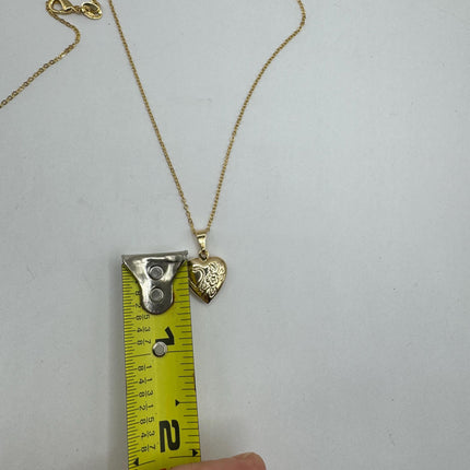 Vintage Gold Locket | Tiny Etched Heart Charm 9K GF Gold Chain | Mini Photo Dainty Memory Pendant Necklace