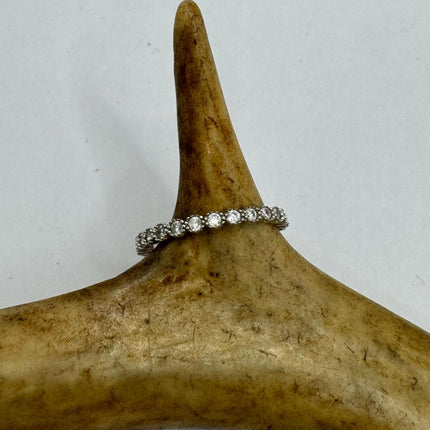 Vintage Crystal Stacking Eternity Promise Ring Engagement Wedding Band 925 Sterling Silver