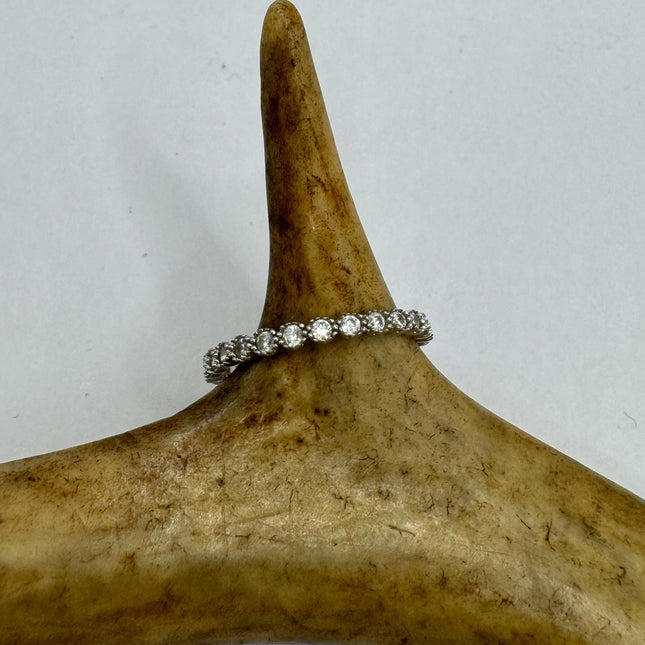 Vintage Crystal Stacking Eternity Promise Ring Engagement Wedding Band 925 Sterling Silver