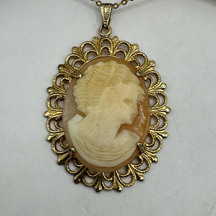 Vintage Cameo Gold Pendant Necklace | 12k GF Tiny Minimal Heart Love Delicate Gold Chain | Everyday Stacking Wedding Prom Jewelry