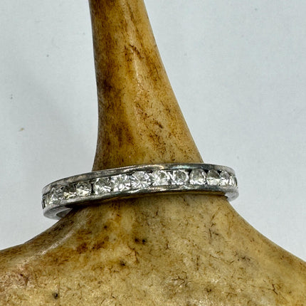 Vintage Crystal Stacking Eternity Promise Ring Engagement Wedding Band 925 Sterling Silver