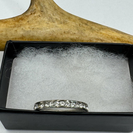 Vintage Crystal Stacking Eternity Promise Ring Engagement Wedding Band 925 Sterling Silver