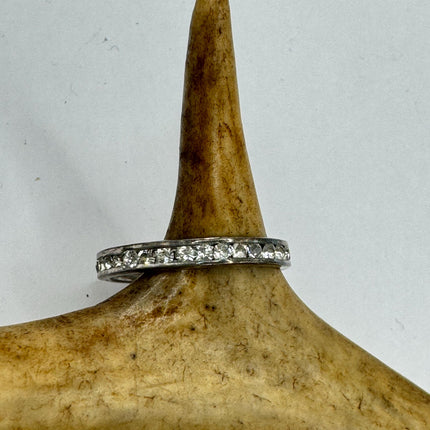 Vintage Crystal Stacking Eternity Promise Ring Engagement Wedding Band 925 Sterling Silver