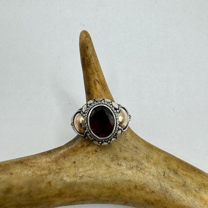 vintage silver, and 14 karat gold garnet Red Garnet Boho Cocktail | 925 Sterling Silver Antique Wedding Band Engagement Ring