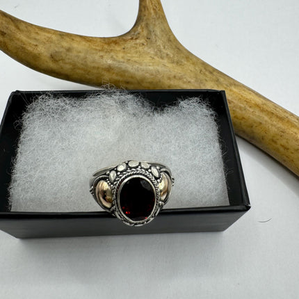 vintage silver, and 14 karat gold garnet Red Garnet Boho Cocktail | 925 Sterling Silver Antique Wedding Band Engagement Ring