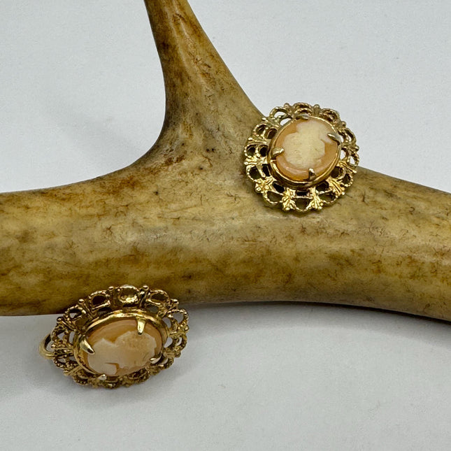 Vintage Cameo Gold Clip on earrings | 12k GF Tiny Minimal Heart Love Delicate Gold Clip on | Everyday Stacking Wedding Prom Jewelry
