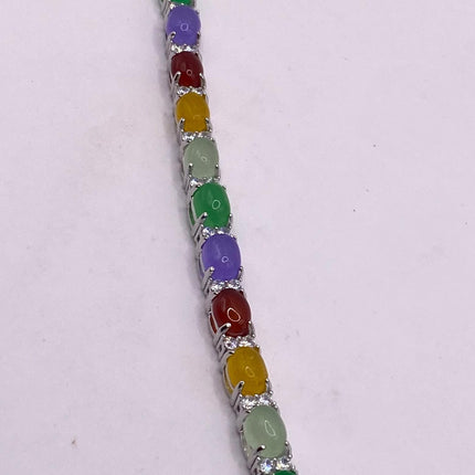 Vintage Mixed Gemstone Lucky Bracelet Silver Bronze