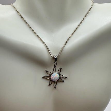 Vintage Silver Charm Necklace | Tiny White Fire Opal Star Pendant | 925 Sterling Silver Delicate Chain Necklace | Minimalist Jewelry