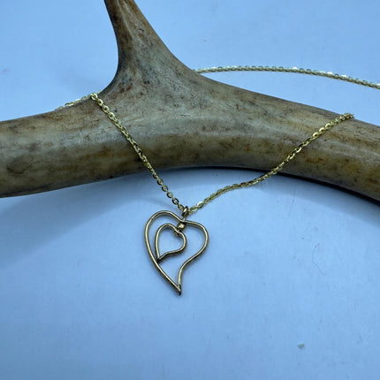 Vintage Gold Pendant Necklace | 12k GF Tiny Minimal Heart Love Delicate Gold Chain | Everyday Stacking Wedding Prom Jewelry