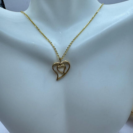 Vintage Gold Pendant Necklace | 12k GF Tiny Minimal Heart Love Delicate Gold Chain | Everyday Stacking Wedding Prom Jewelry