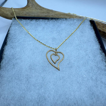 Vintage Gold Pendant Necklace | 12k GF Tiny Minimal Heart Love Delicate Gold Chain | Everyday Stacking Wedding Prom Jewelry