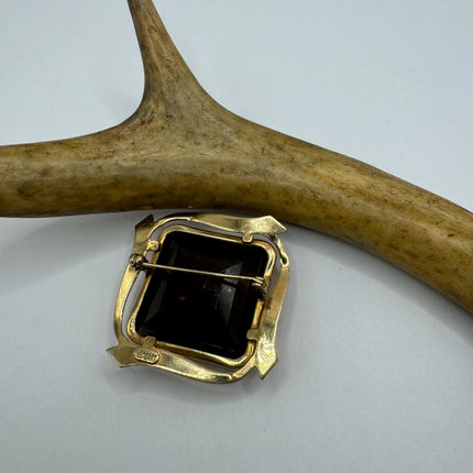 vintage lucky Deco Smoky Topaz Brooch Pin gold filled Black velvet choker small, simple every day minimal
