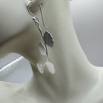 Vintage Flower Deco 925 Sterling Silver Dangle Earrings Minimalist Simple Everyday Jewelry elegant bride accessories for wedding