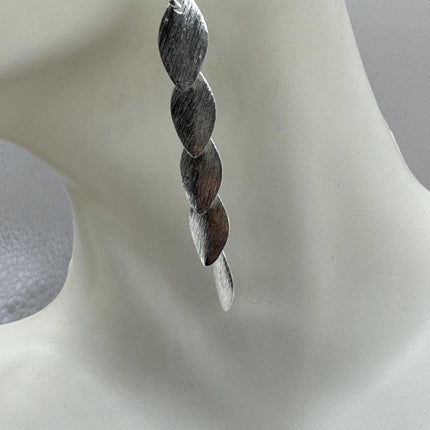 Vintage Leaf Deco 925 Sterling Silver Dangle Earrings Minimalist Simple Everyday Jewelry elegant bride accessories for wedding