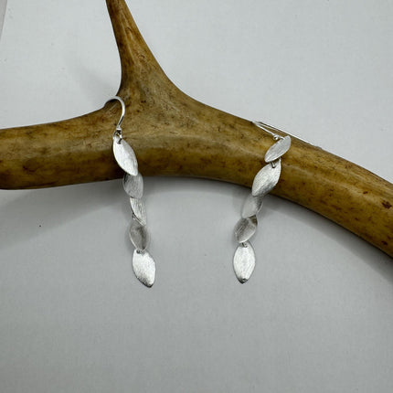 Vintage Leaf Deco 925 Sterling Silver Dangle Earrings Minimalist Simple Everyday Jewelry elegant bride accessories for wedding