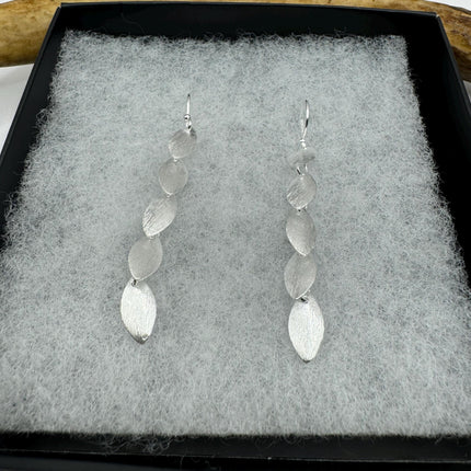 Vintage Leaf Deco 925 Sterling Silver Dangle Earrings Minimalist Simple Everyday Jewelry elegant bride accessories for wedding