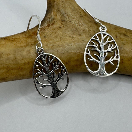 Vintage Tree of Life Deco 925 Sterling Silver Dangle Earrings Minimalist Simple Everyday Jewelry elegant bride accessories for wedding