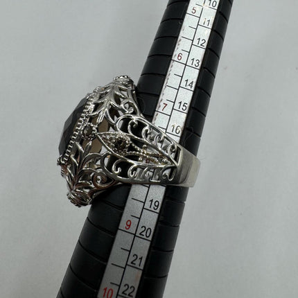 Vintage Smoky Topaz Chunky Cocktail Ring 925 Sterling Silver