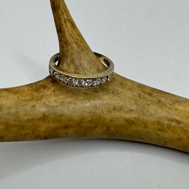 Vintage Silver Ring | Clear Crystal Diamond Eternity Stacking Promise Engagement Ring Wedding | 925 Sterling Silver Band