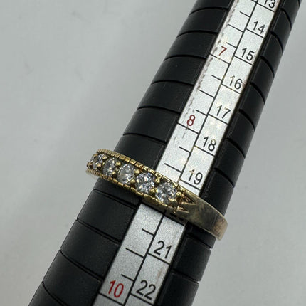 Vintage Silver Ring | Clear Crystal Diamond Eternity Stacking Promise Engagement Ring Wedding | 925 Sterling Silver Band