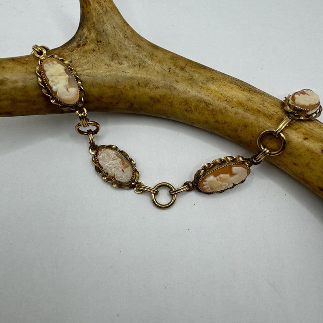 Vintage Gold Cameo Tennis Bracelet 14k Gold Filled Minimal Stacking Simple Dainty everyday Bracelet