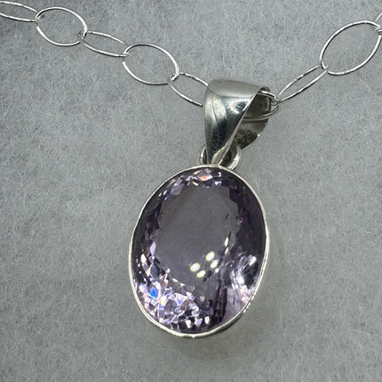 Vintage Necklace | Purple Amethyst Gemstone Dainty 925 Sterling Silver Chain Necklace | Minimalist Style Crystal