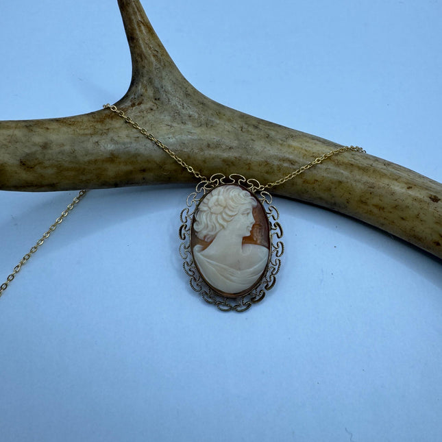 Vintage Cameo Gold Pendant Necklace | 12k GF Tiny Minimal Heart Love Delicate Gold Chain | Everyday Stacking Wedding Prom Jewelry