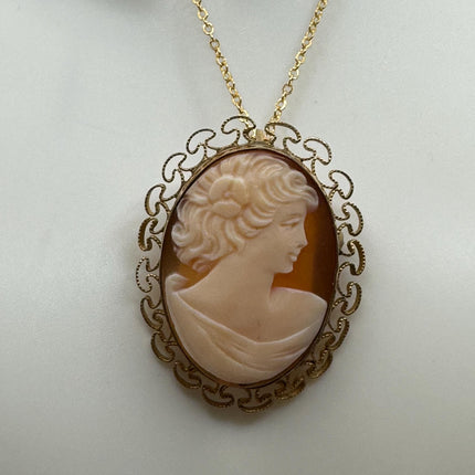 Vintage Cameo Gold Pendant Necklace | 12k GF Tiny Minimal Heart Love Delicate Gold Chain | Everyday Stacking Wedding Prom Jewelry