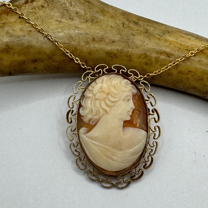 Vintage Cameo Gold Pendant Necklace | 12k GF Tiny Minimal Heart Love Delicate Gold Chain | Everyday Stacking Wedding Prom Jewelry