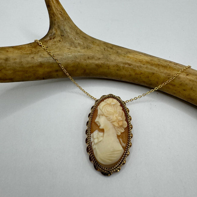Vintage Cameo Gold Pendant Necklace | 12k GF Tiny Minimal Heart Love Delicate Gold Chain | Everyday Stacking Wedding Prom Jewelry