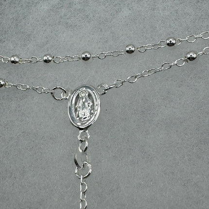 Vintage Rosary | 925 Sterling Silver Rosary Cross Crucifix Pendant Prayer Necklace Dainty Religious communion confirmation gift