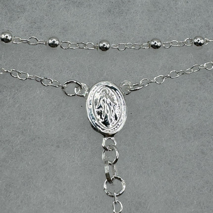 Vintage Rosary | 925 Sterling Silver Rosary Cross Crucifix Pendant Prayer Necklace Dainty Religious communion confirmation gift