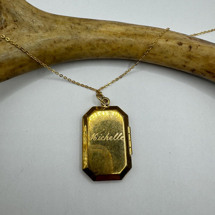 Vintage Gold Locket | Tiny 9k Gold Filled Heart Pendant Photo Memory Charm Engraved Flowers | Golden 925 Sterling Silver Chain Necklace