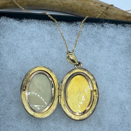 Vintage Gold Locket | Tiny 9k GF Pendant Photo Charm | Gold filled chain Necklace